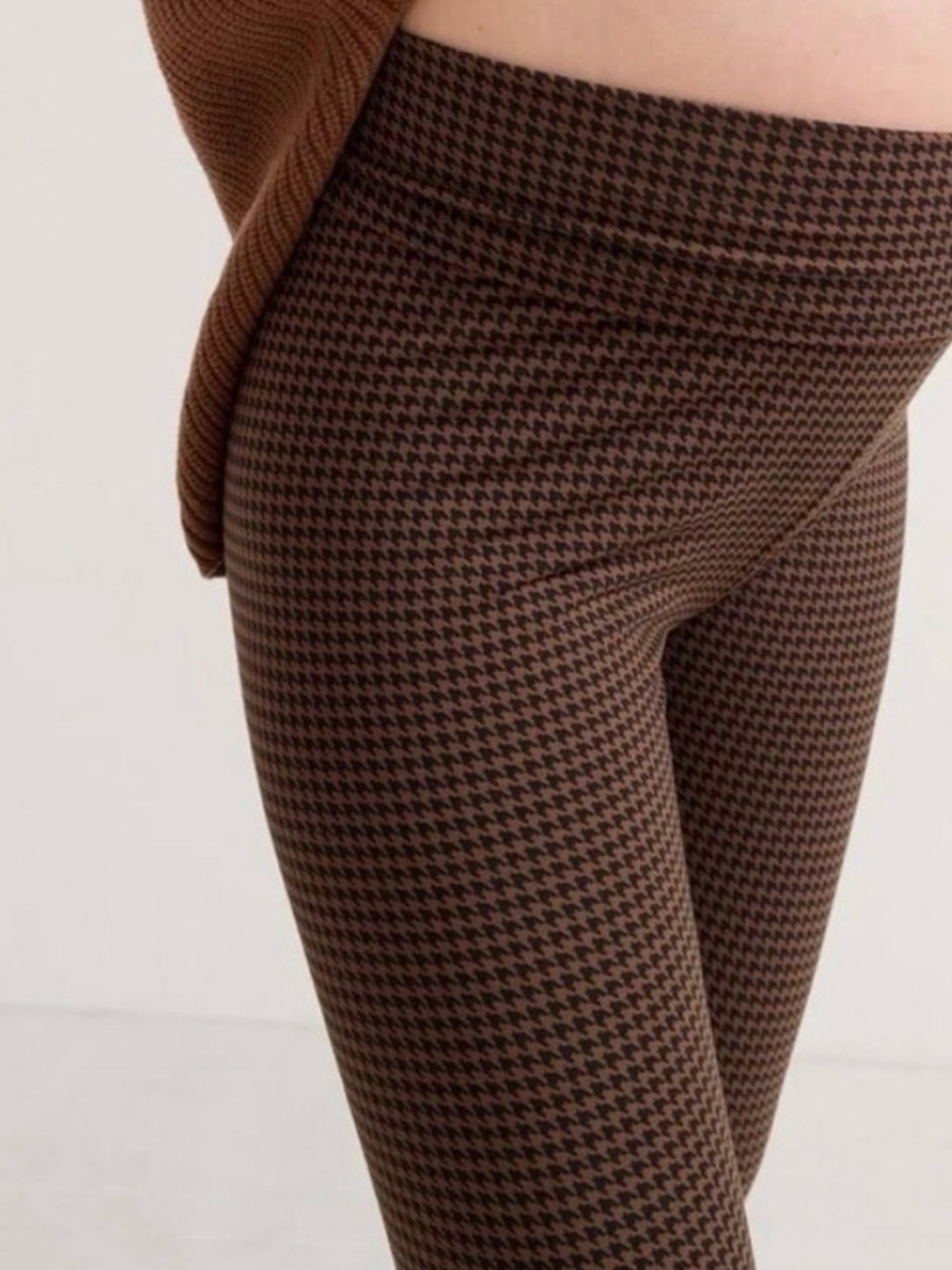 Hatch Collection. Before During and after. Houndstooth Leggings - Brown